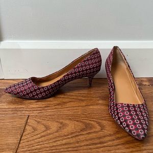 J. Crew kitten heel red pattern heel